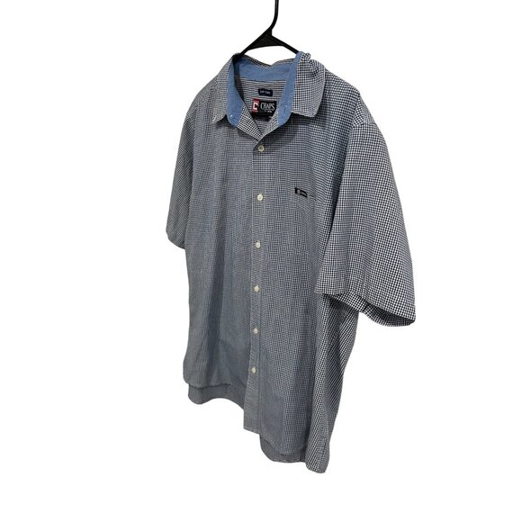 Chaps Mens Short Sleeve Button-Up Shirt Blue Gingham Check Sz XL - Picture 3 of 9
